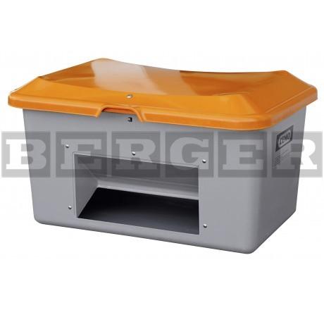 Streugutbehälter Plus3 grau-orange mit Entnahme ohne Staplertaschen